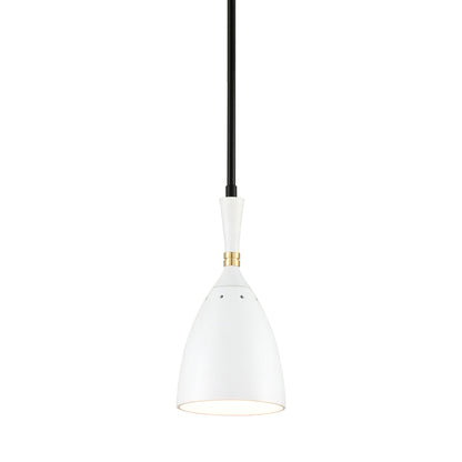 Utopia Mini Pendant Light in Black Brass Off White Shades.