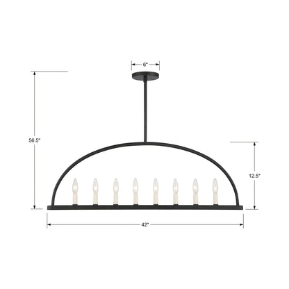 Abbott Linear Chandelier - line drawing.