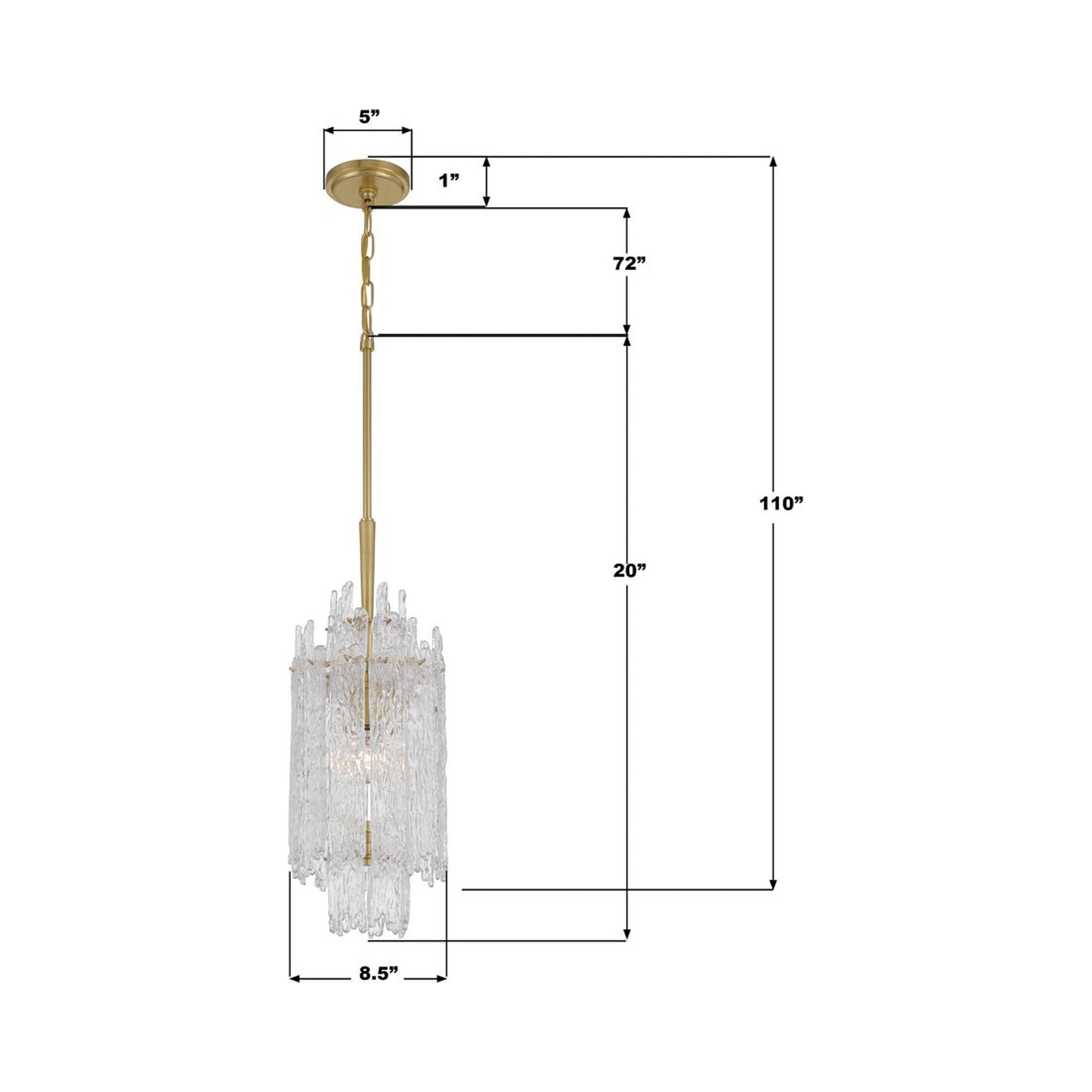 Ackerly Pendant Light - line drawing.
