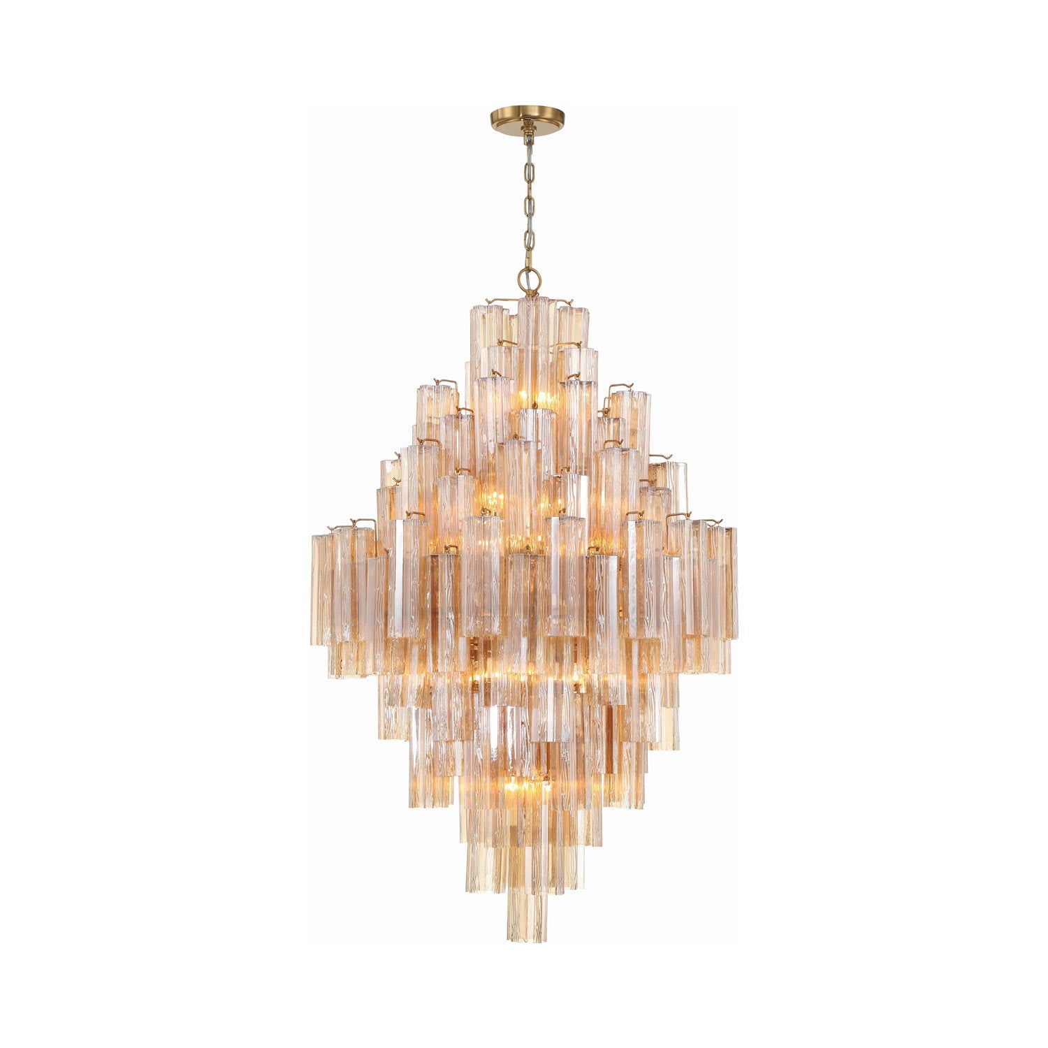 Addis Chandelier in Aged Brass (Tronchi Glass Amber).