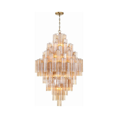 Addis Chandelier in Aged Brass (Tronchi Glass Amber).