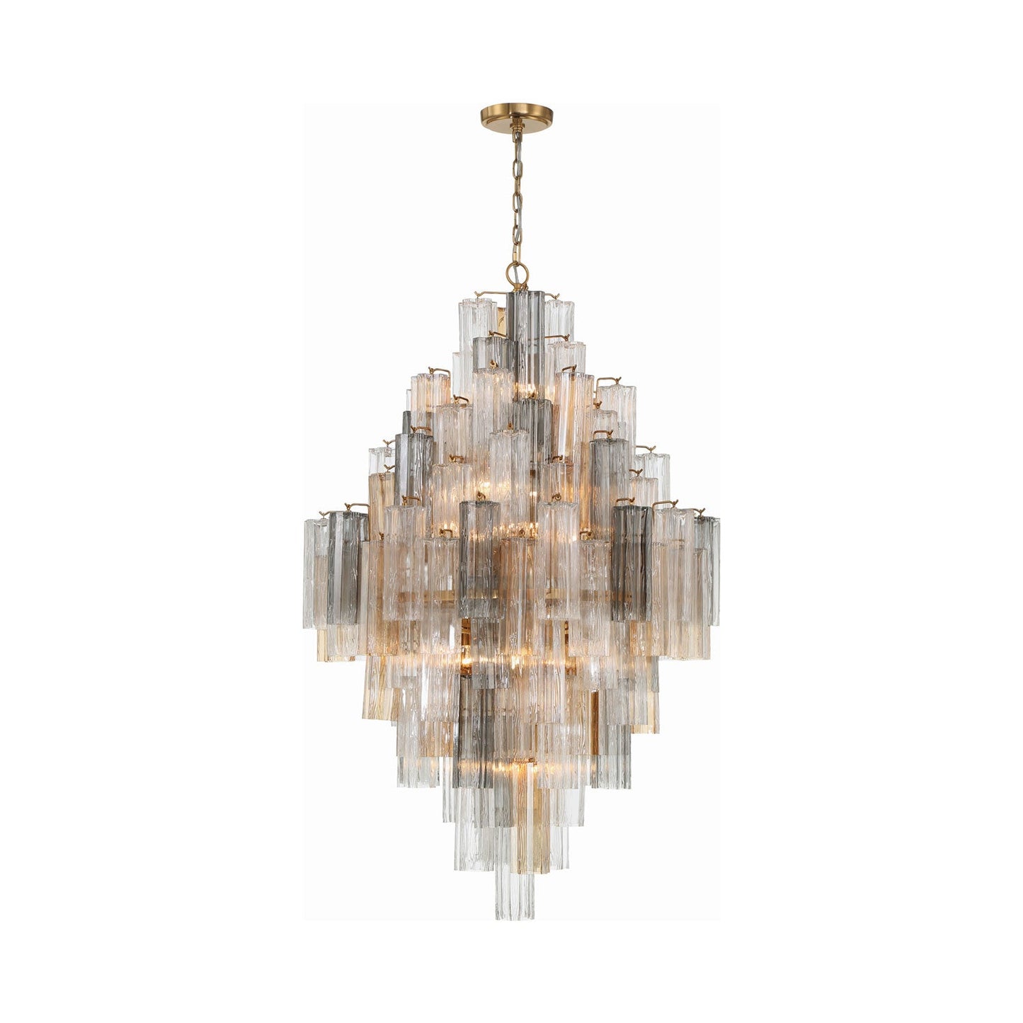 Addis Chandelier in Aged Brass (Tronchi Glass Autumn).