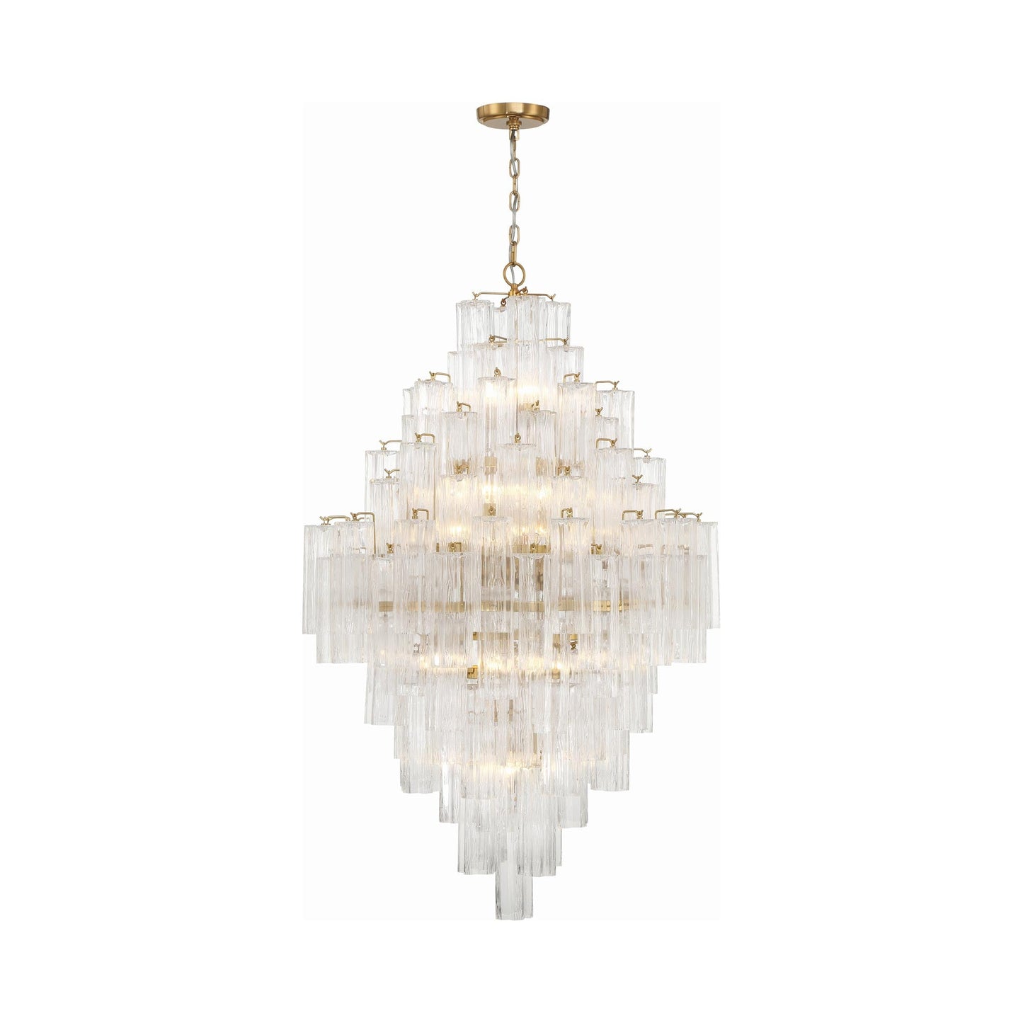Addis Chandelier in Aged Brass (Tronchi Glass Clear).