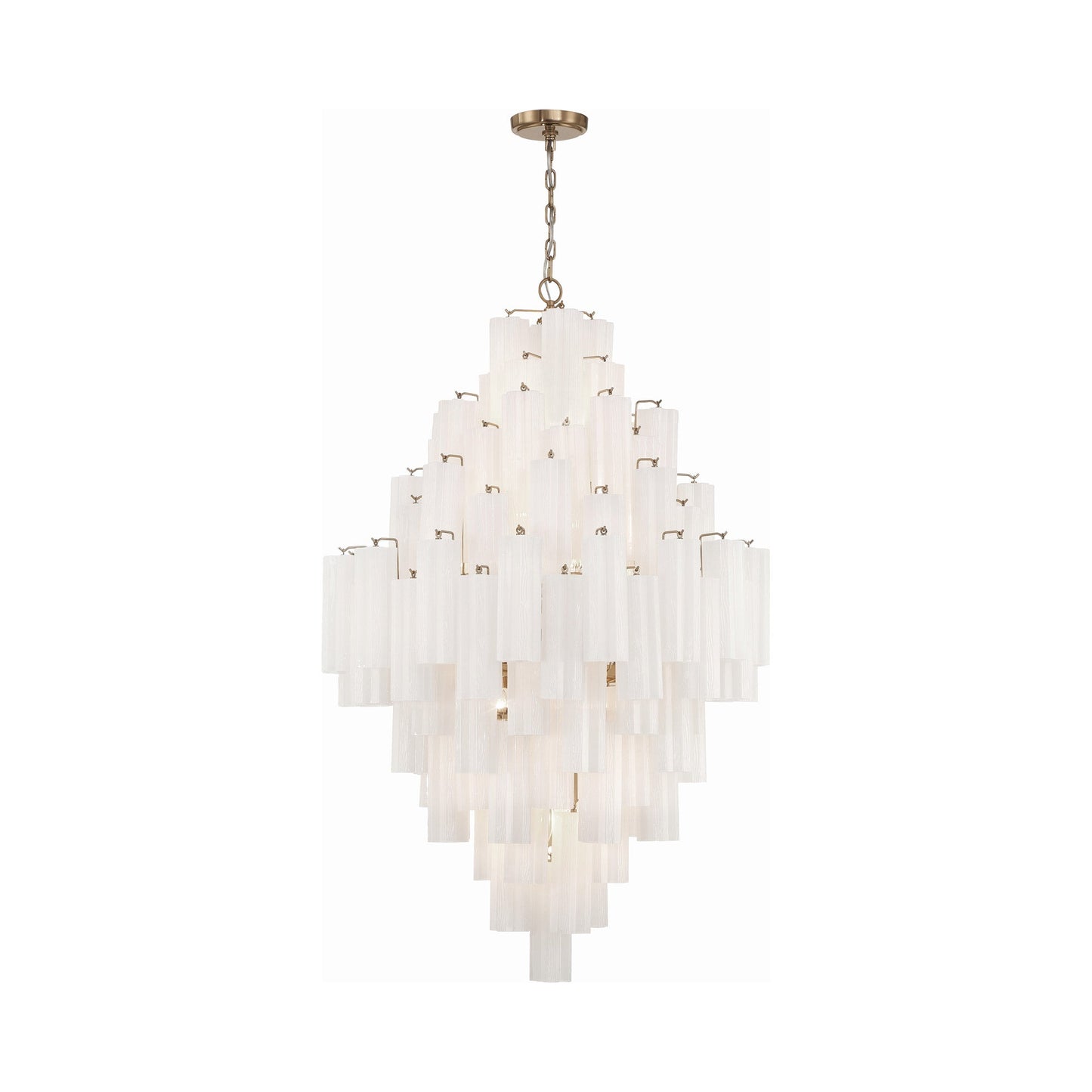 Addis Chandelier in Aged Brass (Tronchi Glass White).
