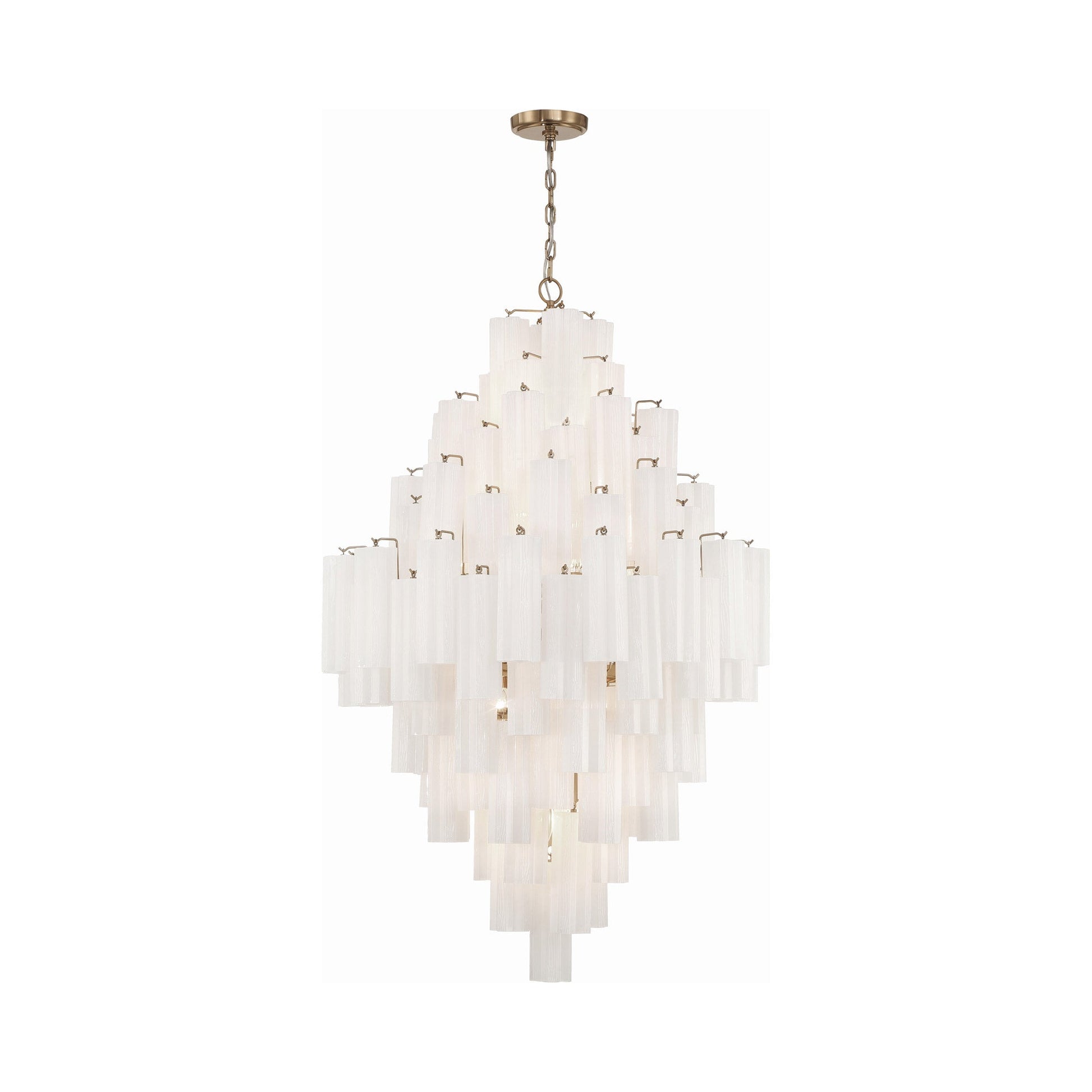 Addis Chandelier in Aged Brass (Tronchi Glass White).