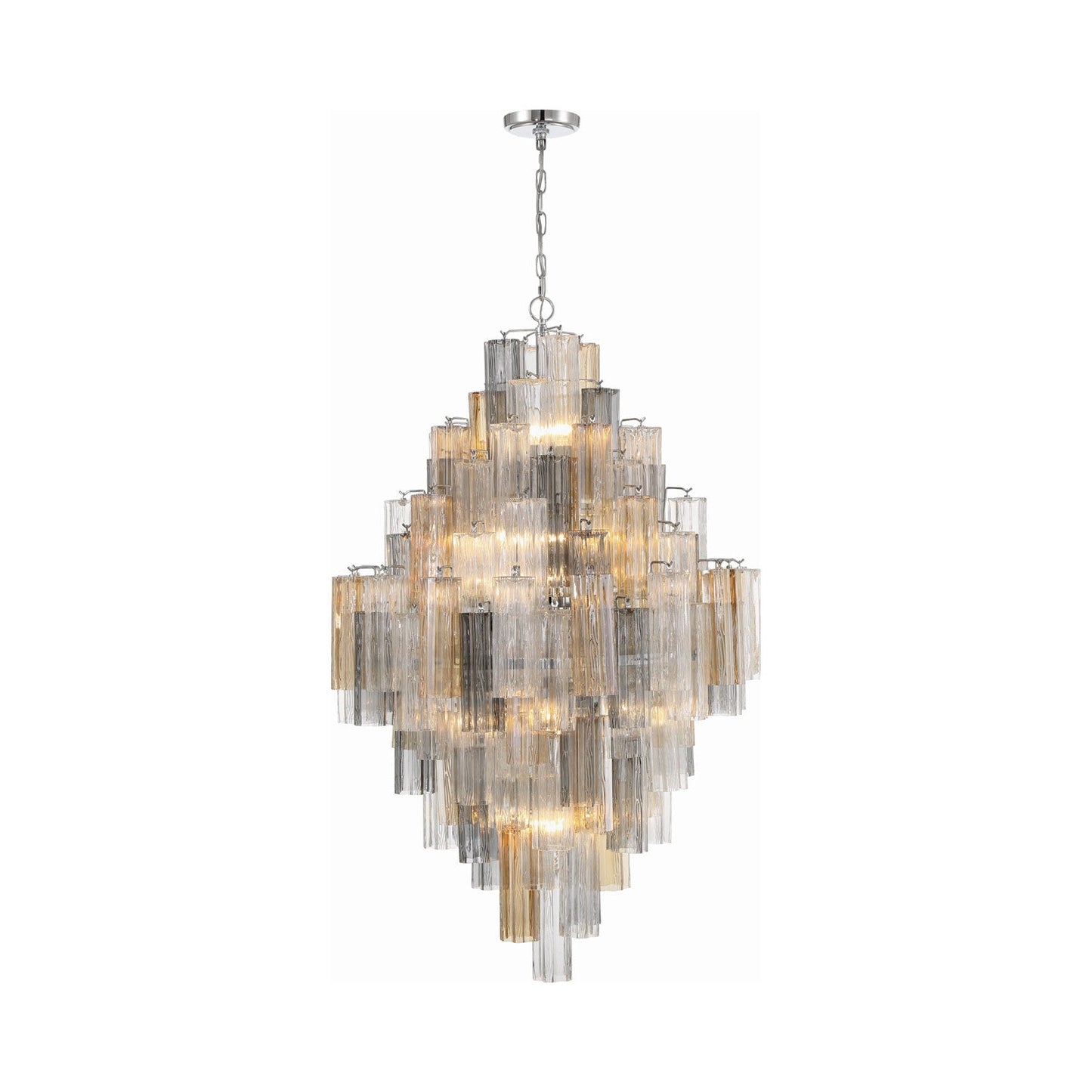 Addis Chandelier in Polished Chrome (Tronchi Glass Autumn).