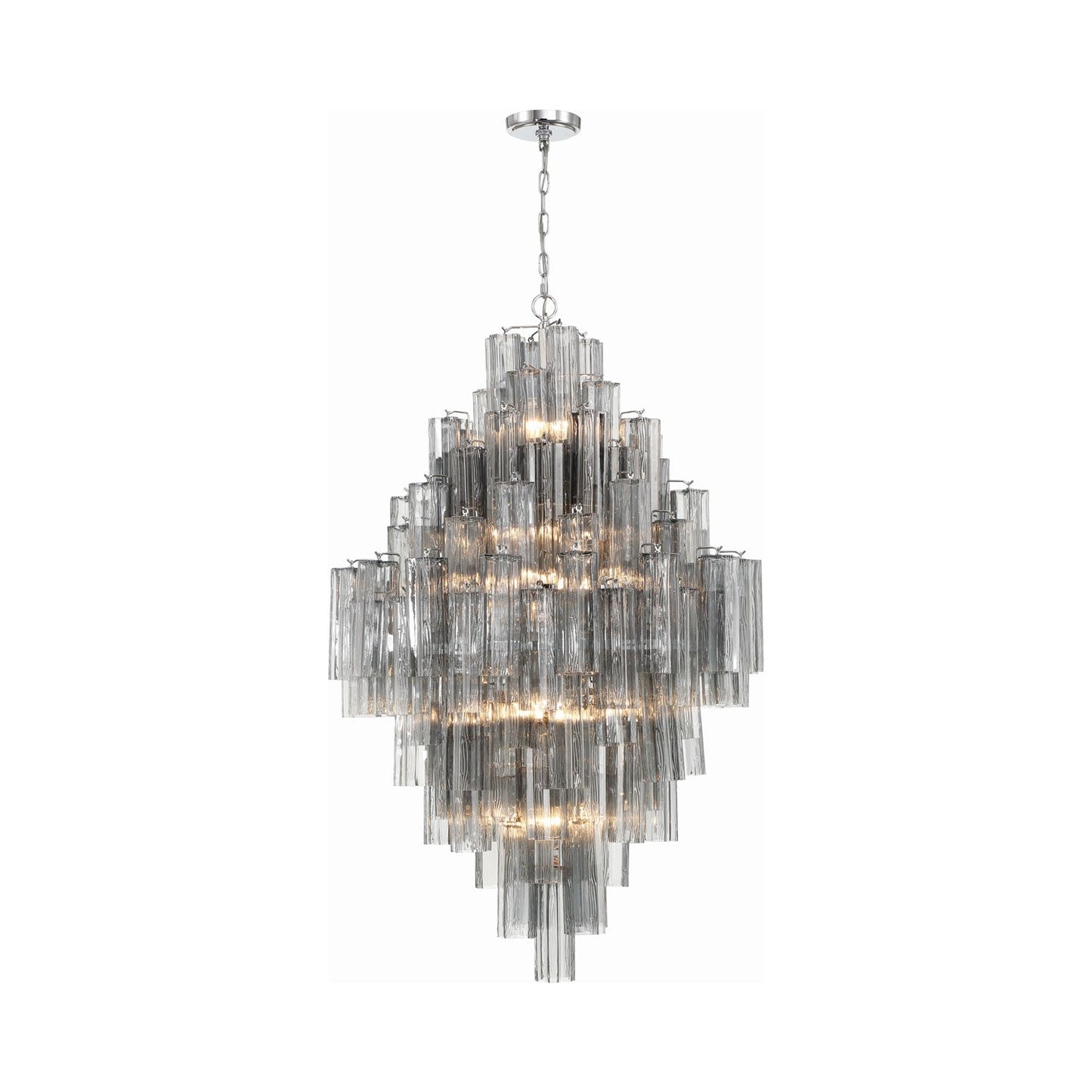 Addis Chandelier in Polished Chrome (Tronchi Glass Smoke).