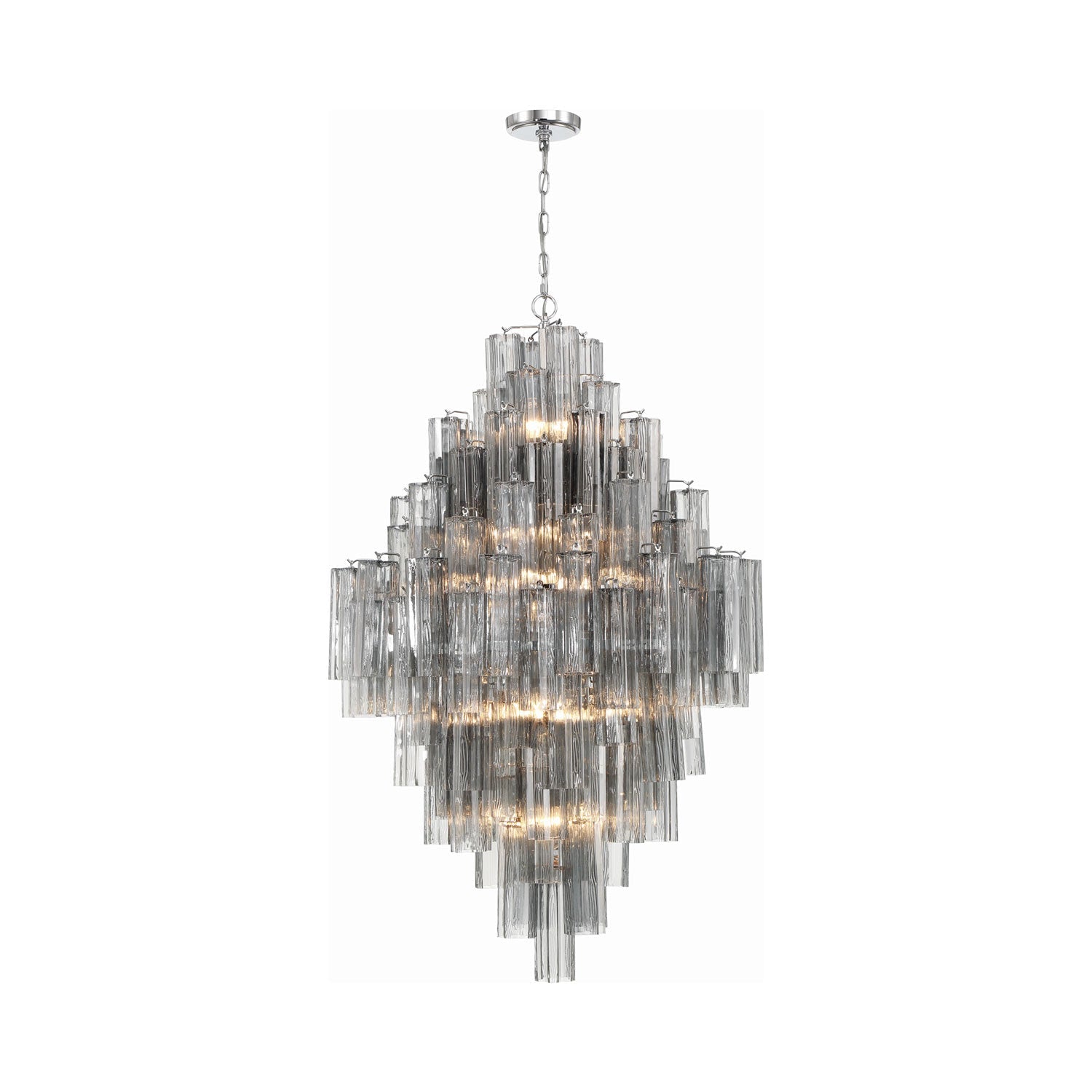 Addis Chandelier in Polished Chrome (Tronchi Glass Smoke).