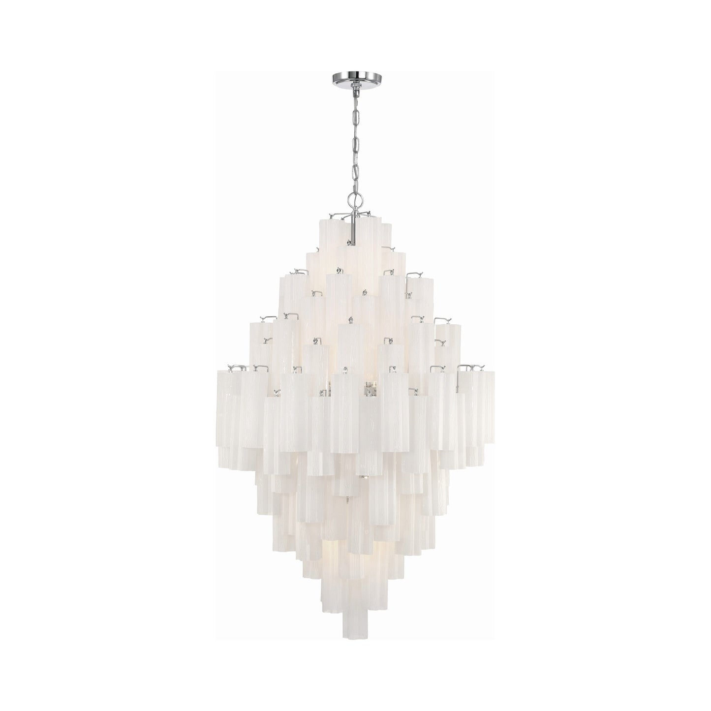 Addis Chandelier in Polished Chrome (Tronchi Glass White).