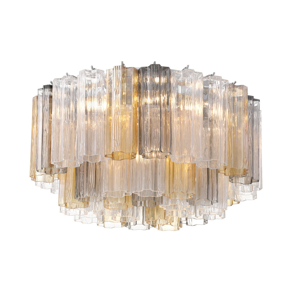 Addis Flush Mount Ceiling Light in Polished Chrome/Autumn (7-Light).
