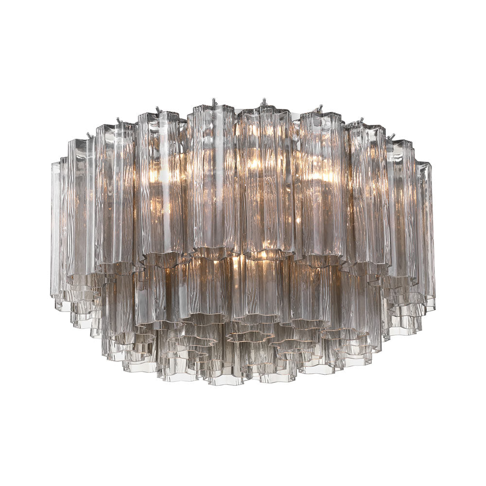 Addis Flush Mount Ceiling Light in Polished Chrome/Smoke (7-Light).