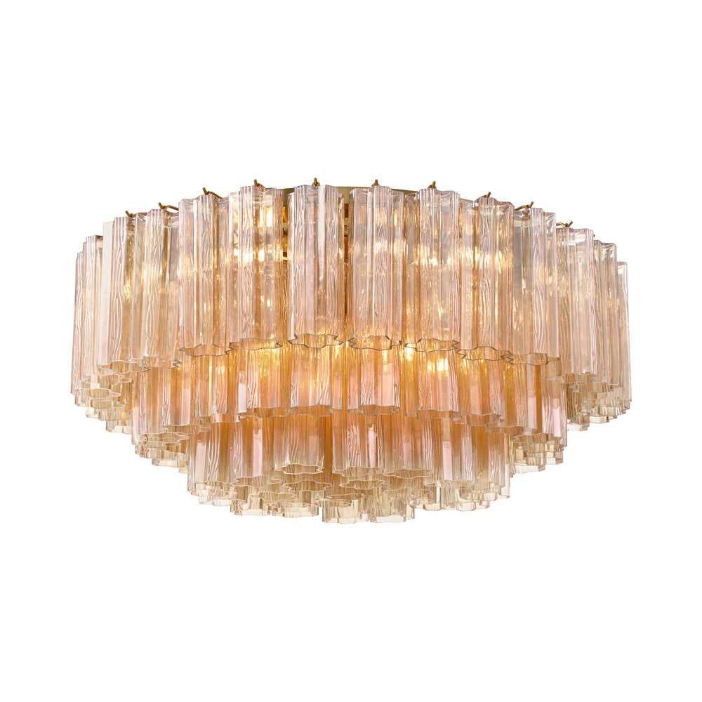 Addis Flush Mount Ceiling Light in Aged Brass/Amber (16-Light).