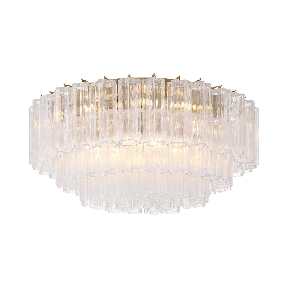 Addis Flush Mount Ceiling Light in Aged Brass/Clear (16-Light).