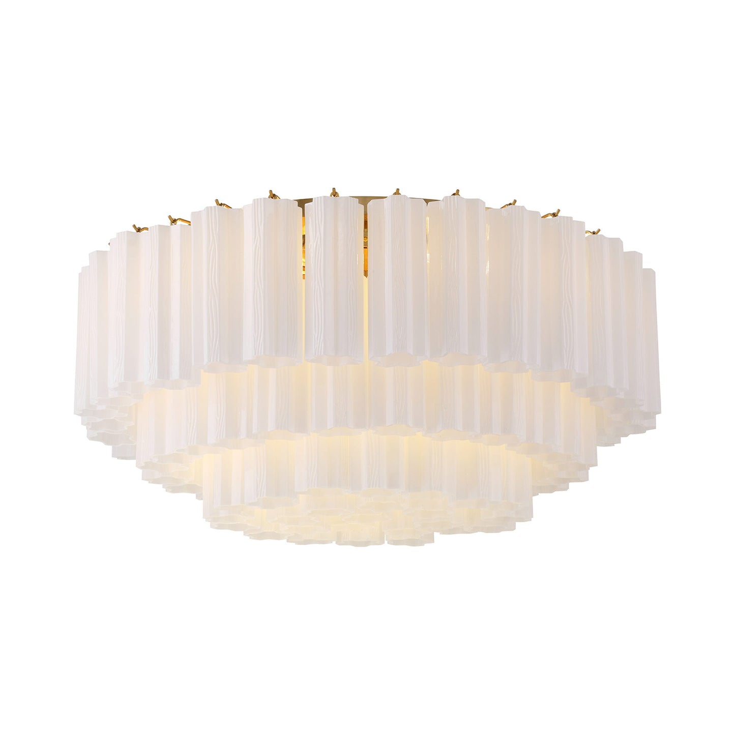 Addis Flush Mount Ceiling Light in Aged Brass/White (16-Light).