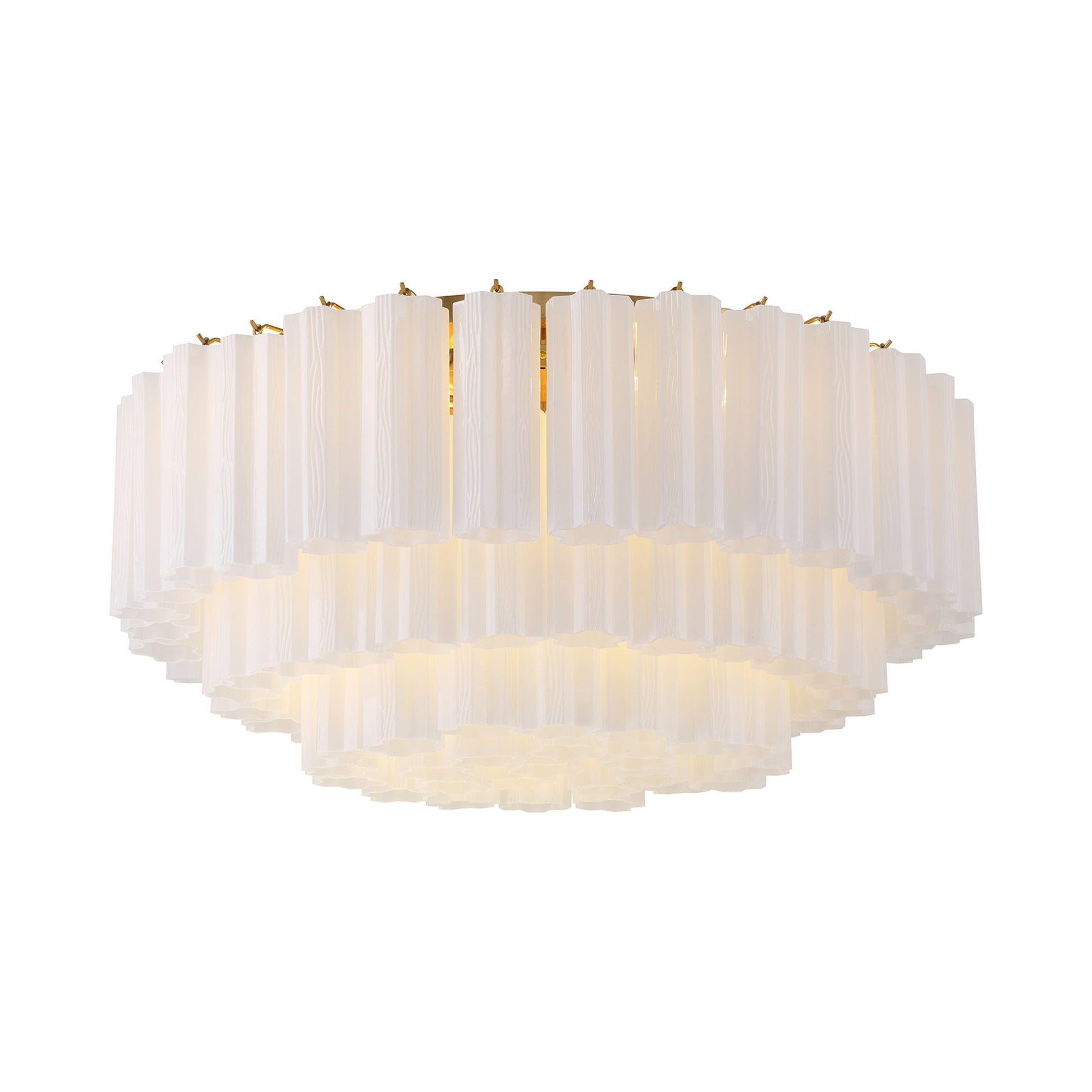 Addis Flush Mount Ceiling Light in Aged Brass/White (16-Light).