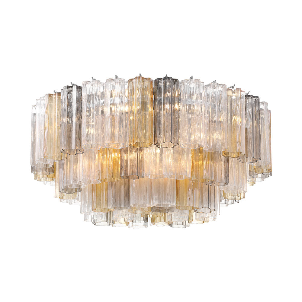 Addis Flush Mount Ceiling Light in Polished Chrome/Autumn (16-Light).