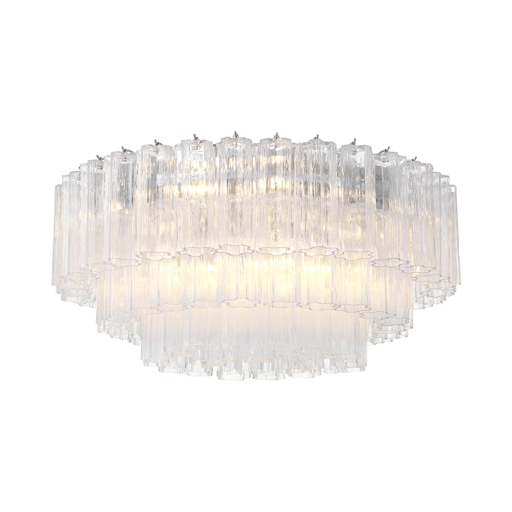 Addis Flush Mount Ceiling Light in Polished Chrome/Clear (16-Light).