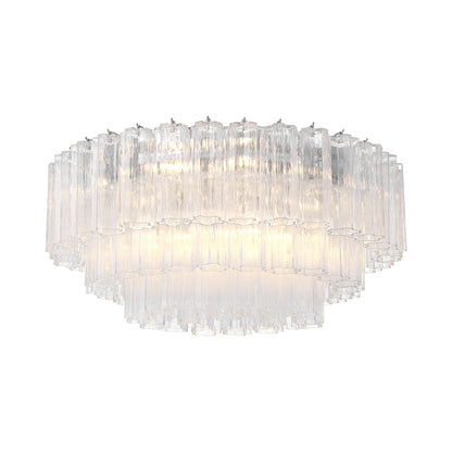 Addis Flush Mount Ceiling Light in Polished Chrome/Clear (16-Light).