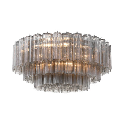 Addis Flush Mount Ceiling Light in Polished Chrome/Smoke (16-Light).