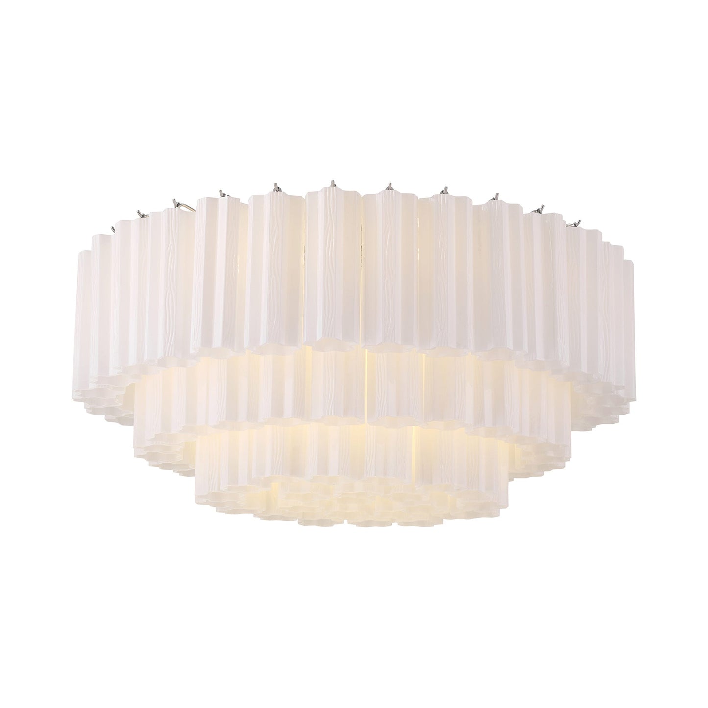 Addis Flush Mount Ceiling Light in Polished Chrome/White (16-Light).