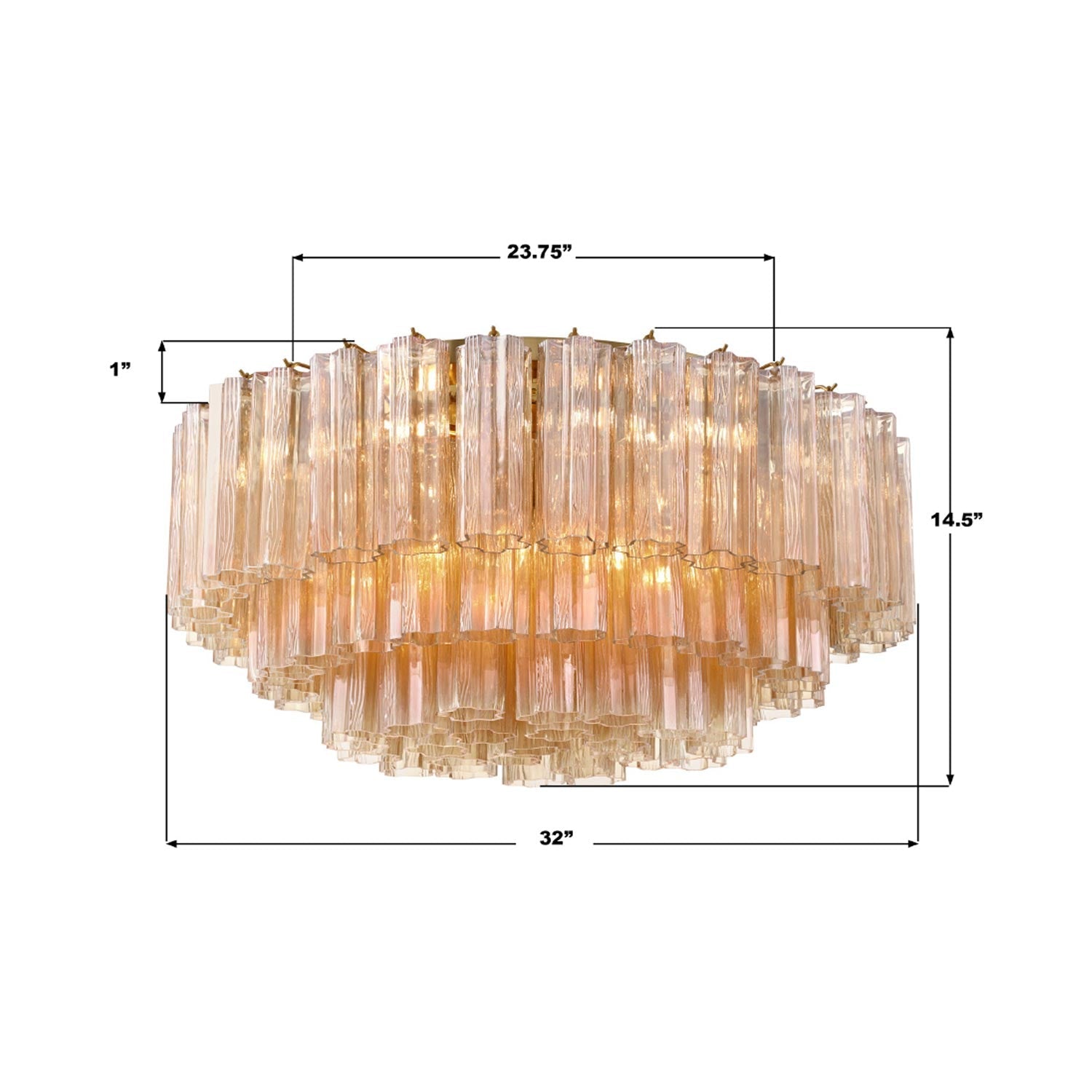 Addis Flush Mount Ceiling Light - line drawing.