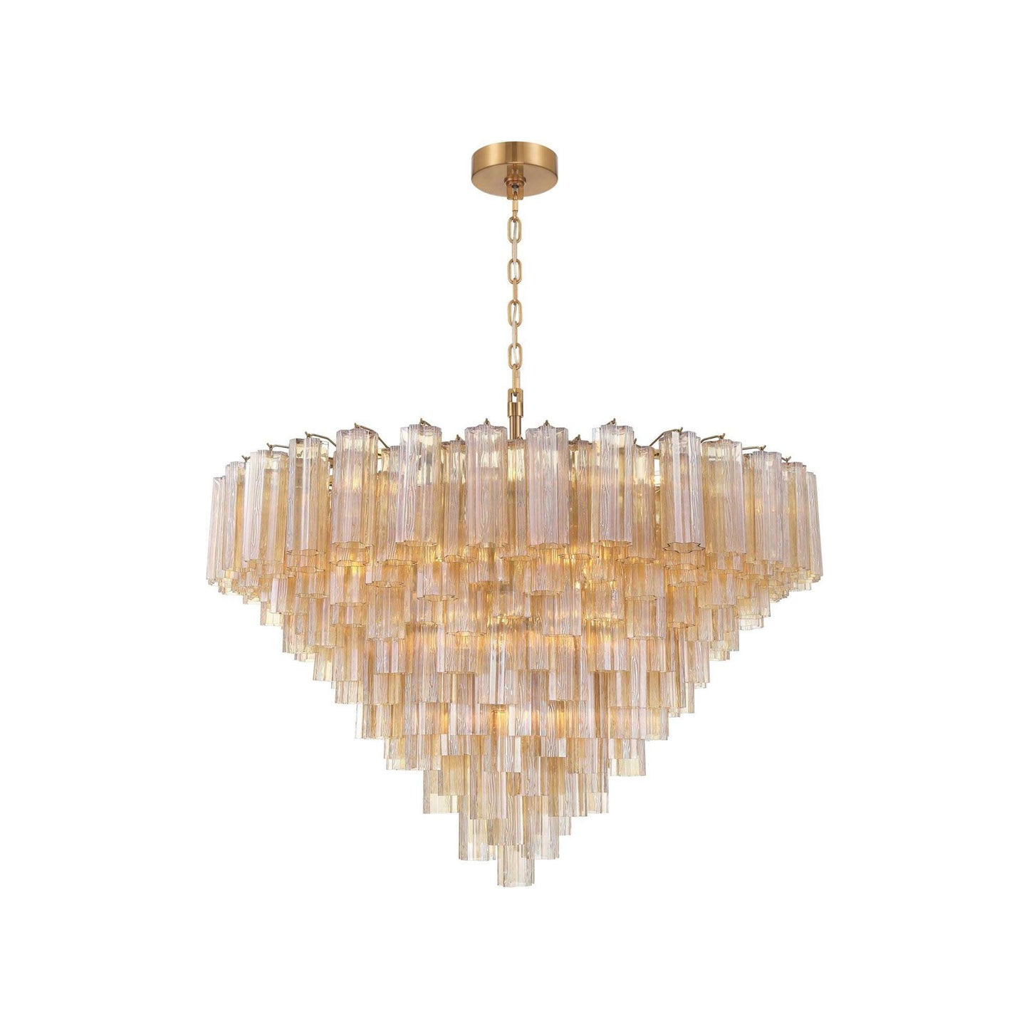 Addis Geometric Chandelier in Aged Brass/Amber (49-Inch).