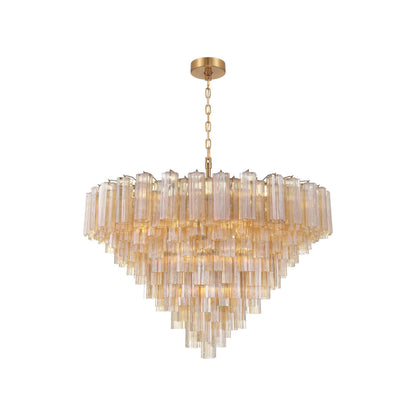 Addis Geometric Chandelier in Aged Brass/Amber (49-Inch).