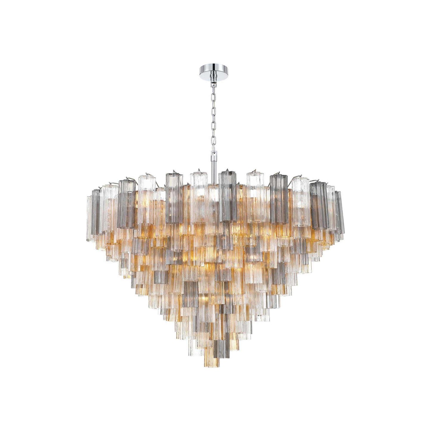 Addis Geometric Chandelier in Polished Chrome/Autumn (49-Inch).