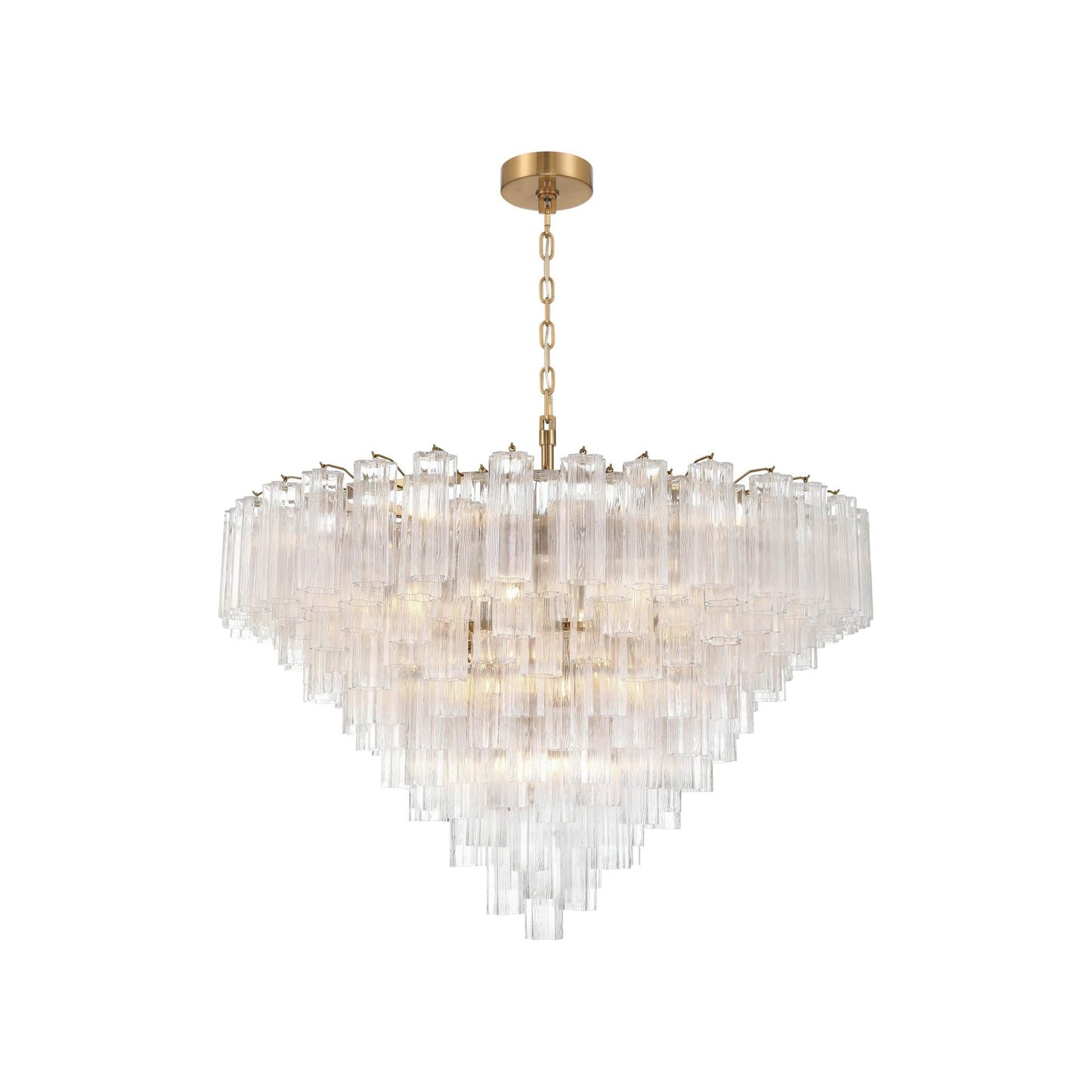 Addis Geometric Chandelier in Aged Brass/Clear (49-Inch).