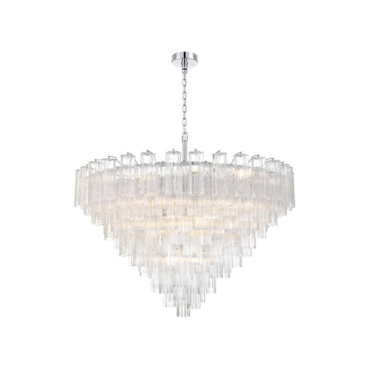 Addis Geometric Chandelier in Polished Chrome/Clear (49-Inch).
