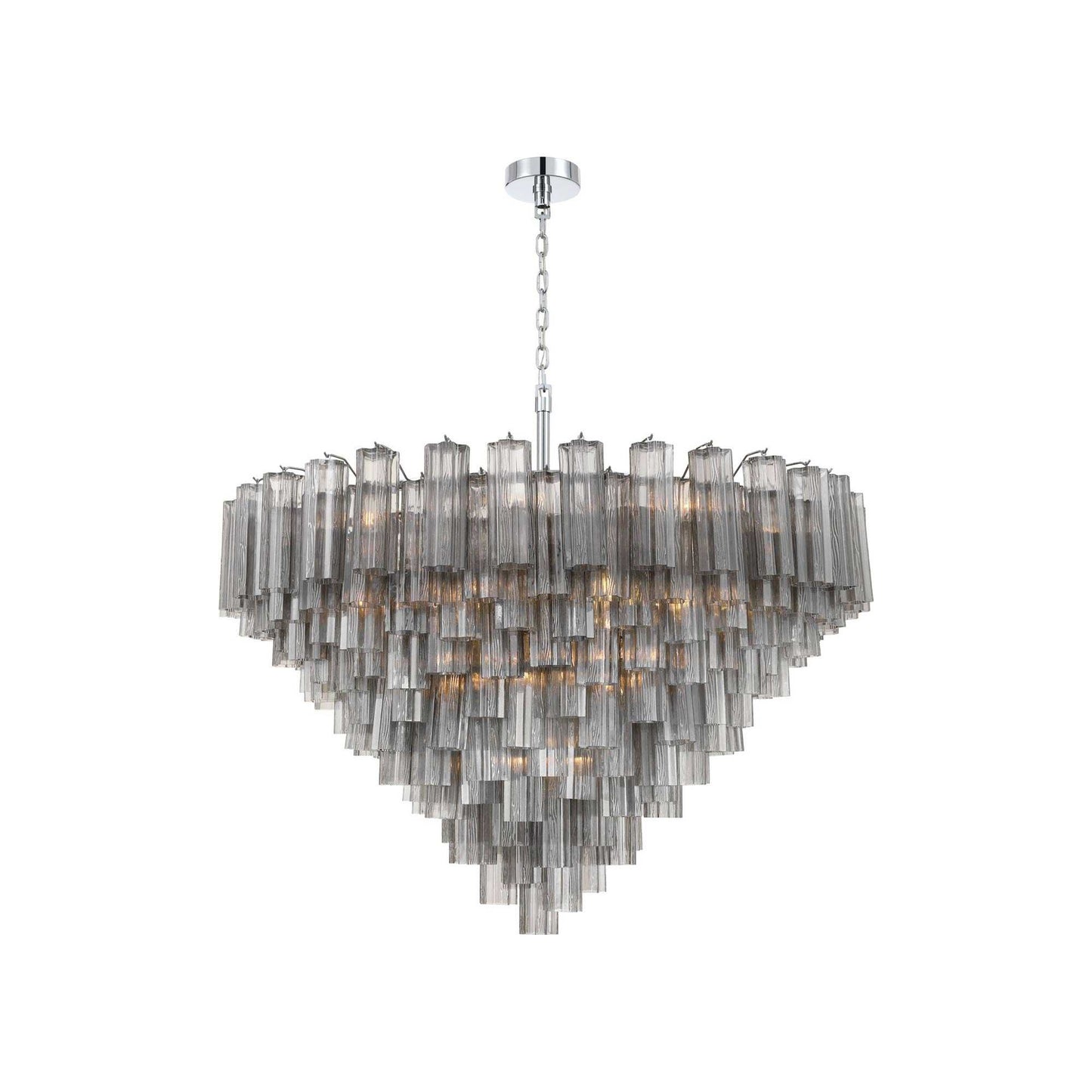 Addis Geometric Chandelier in Polished Chrome/Smoke (49-Inch).