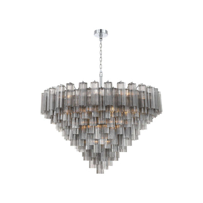 Addis Geometric Chandelier in Polished Chrome/Smoke (49-Inch).
