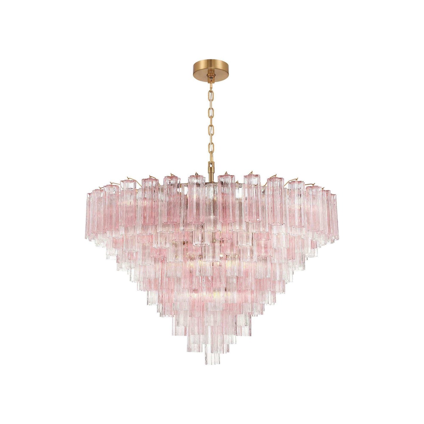 Addis Geometric Chandelier in Aged Brass/Spring (49-Inch).