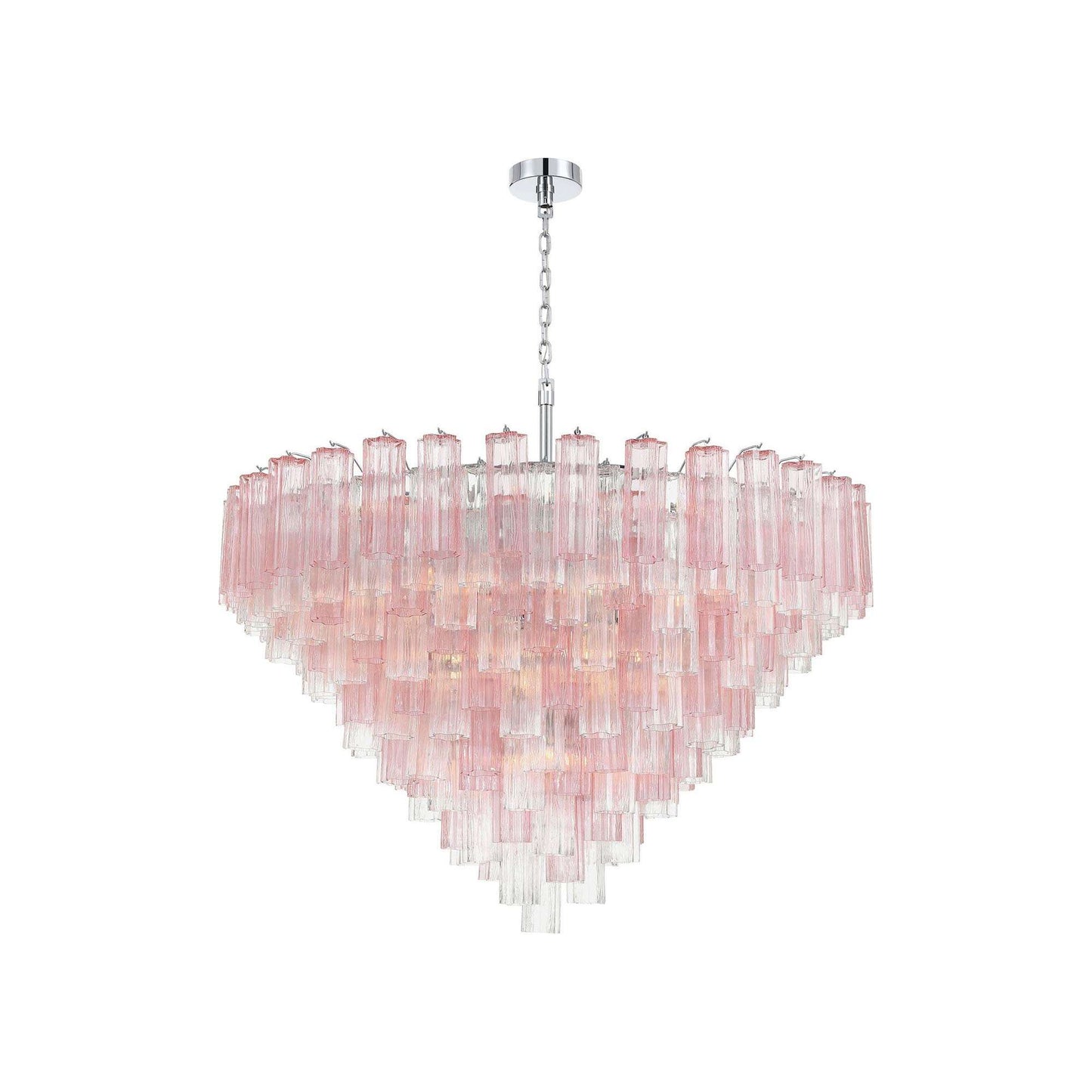 Addis Geometric Chandelier in Polished Chrome/Spring (49-Inch).