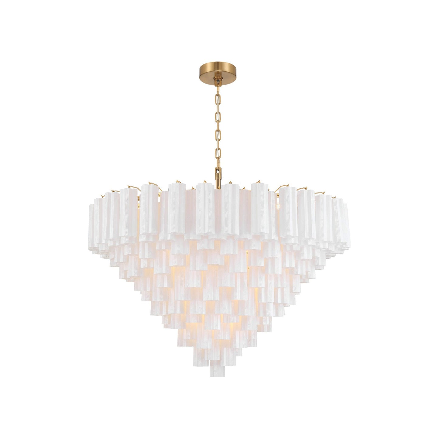 Addis Geometric Chandelier in Aged Brass/White (49-Inch).