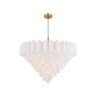 Addis Geometric Chandelier in Aged Brass/White (49-Inch).