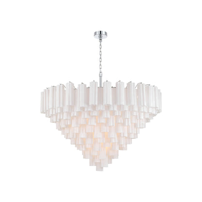 Addis Geometric Chandelier in Polished Chrome/White (49-Inch).