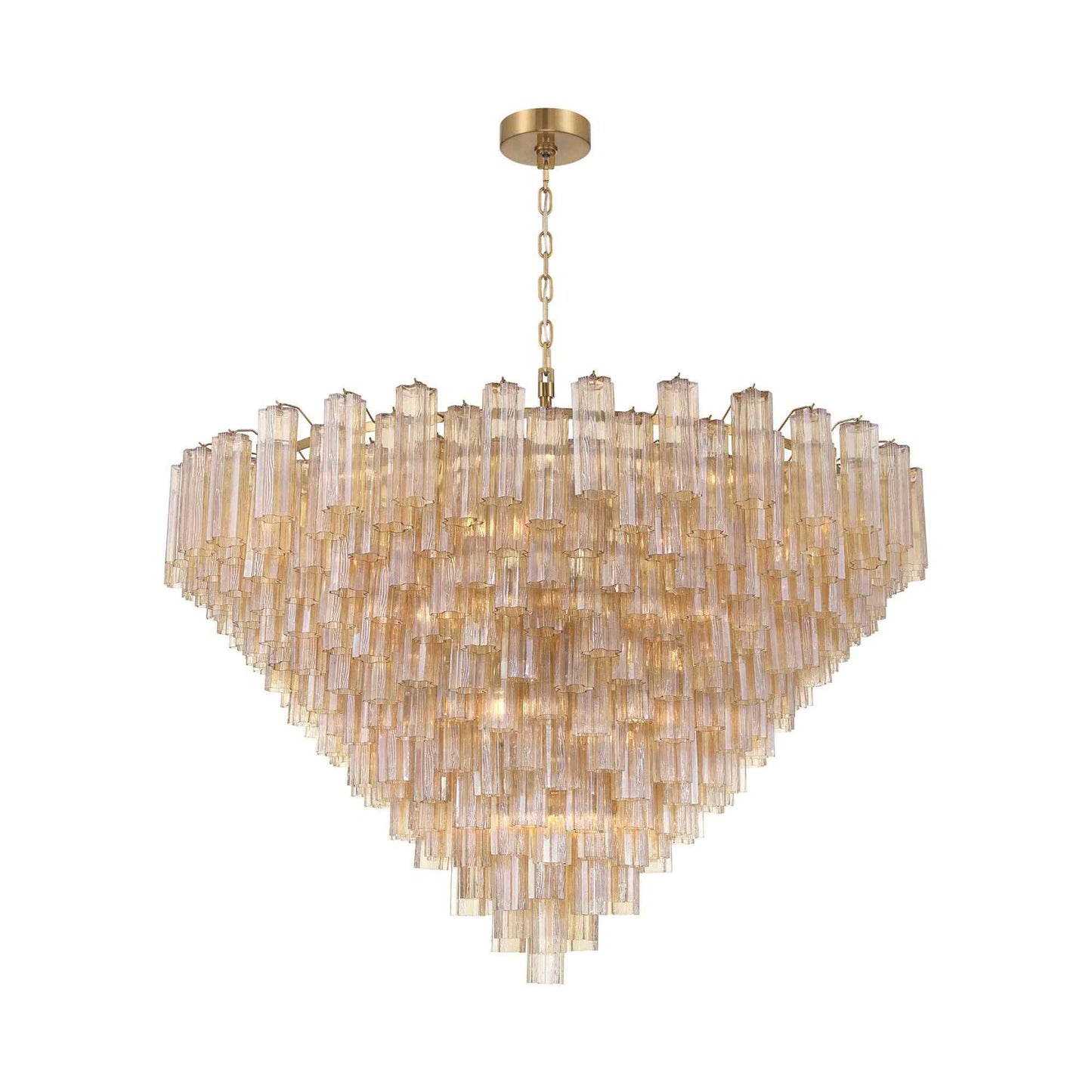 Addis Geometric Chandelier in Aged Brass/Amber (62-Inch).