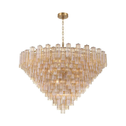 Addis Geometric Chandelier in Aged Brass/Amber (62-Inch).
