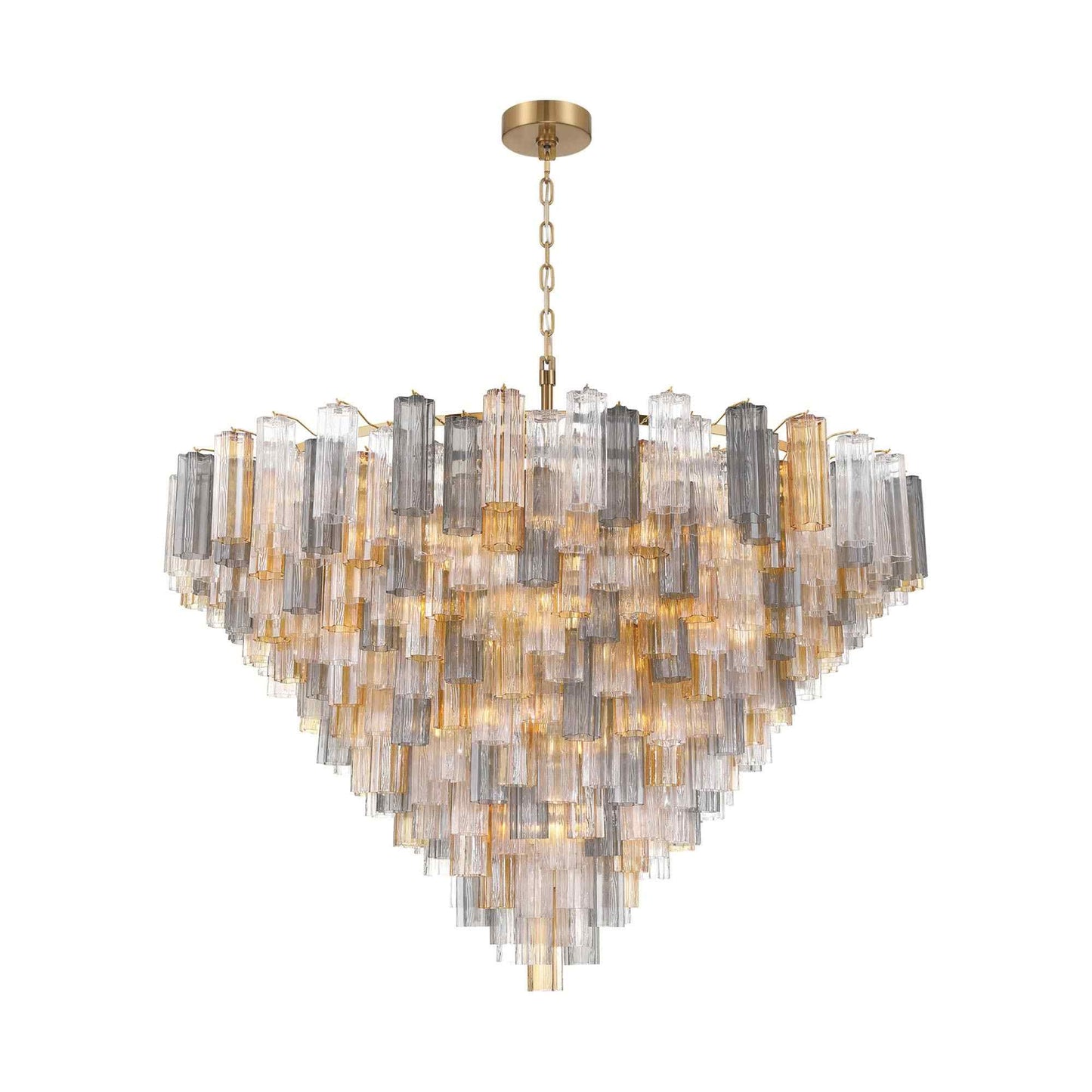 Addis Geometric Chandelier in Aged Brass/Autumn (62-Inch).