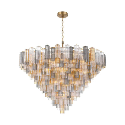Addis Geometric Chandelier in Aged Brass/Autumn (62-Inch).