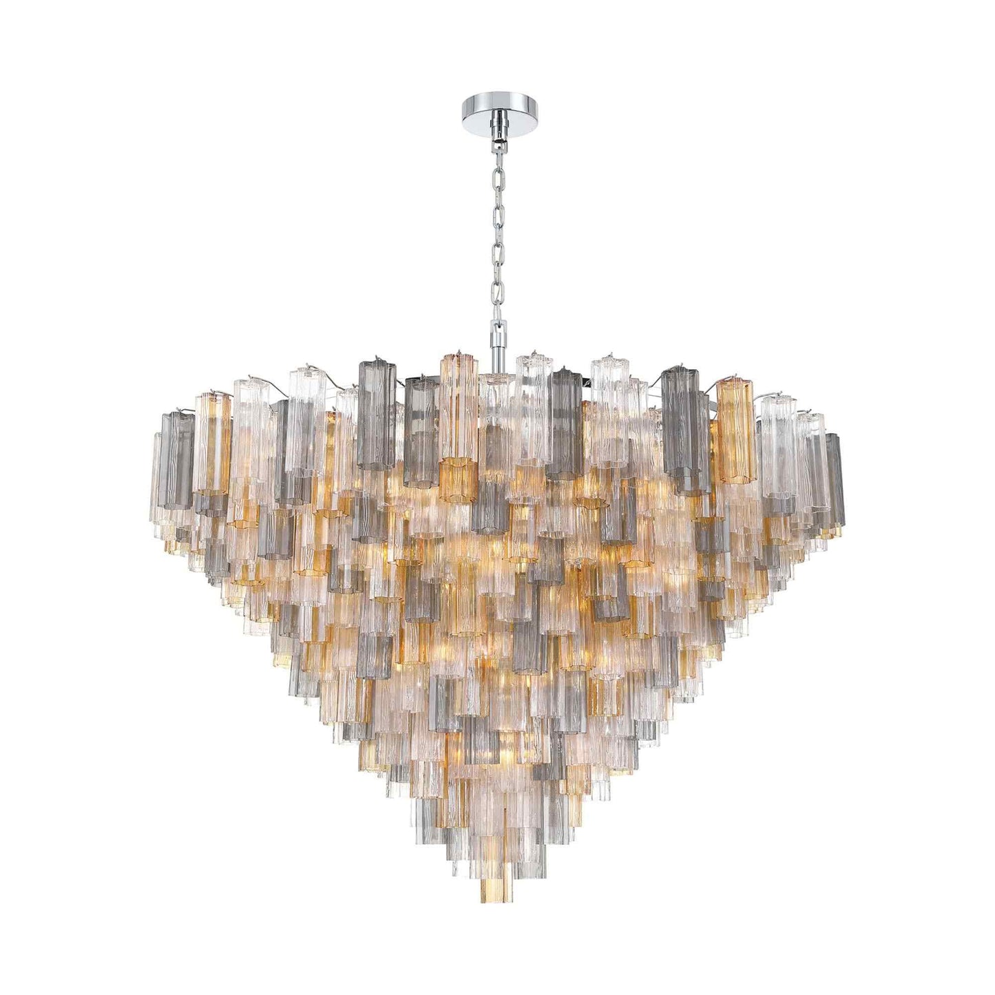 Addis Geometric Chandelier in Polished Chrome/Autumn (62-Inch).