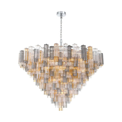Addis Geometric Chandelier in Polished Chrome/Autumn (62-Inch).