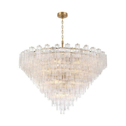 Addis Geometric Chandelier in Aged Brass/Clear (62-Inch).