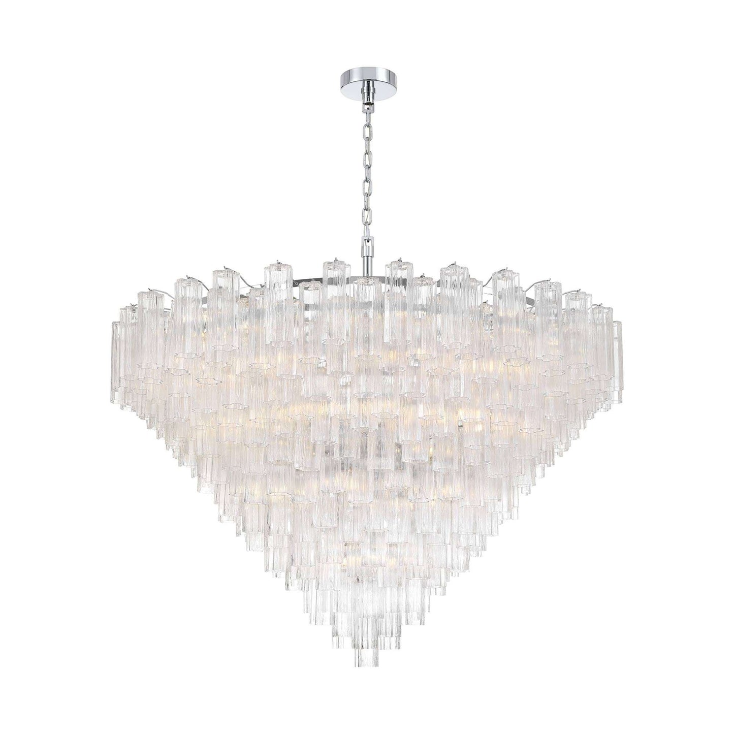 Addis Geometric Chandelier in Polished Chrome/Clear (62-Inch).