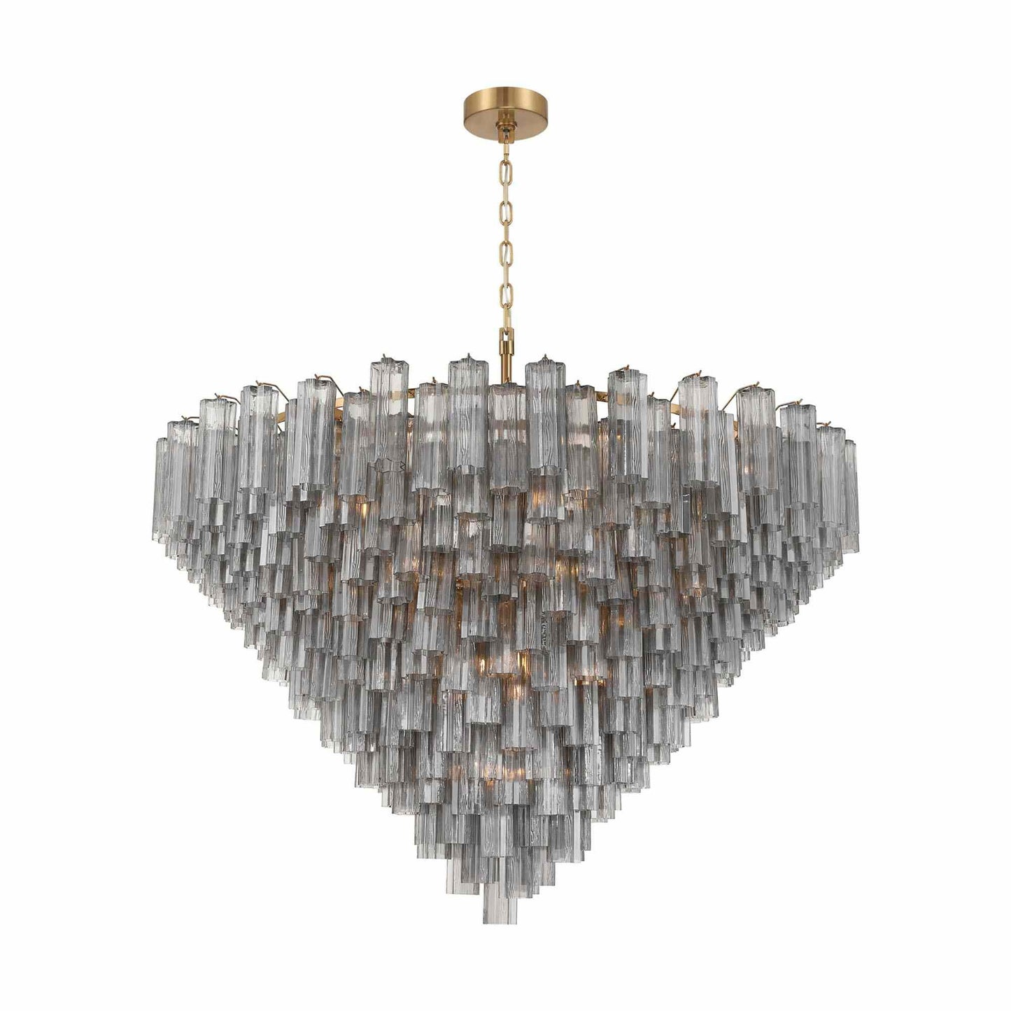 Addis Geometric Chandelier in Aged Brass/Smoke (62-Inch).