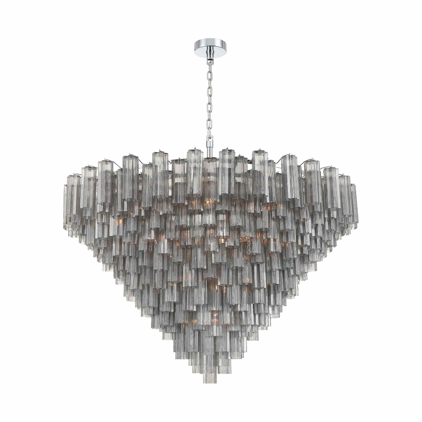 Addis Geometric Chandelier in Polished Chrome/Smoke (62-Inch).
