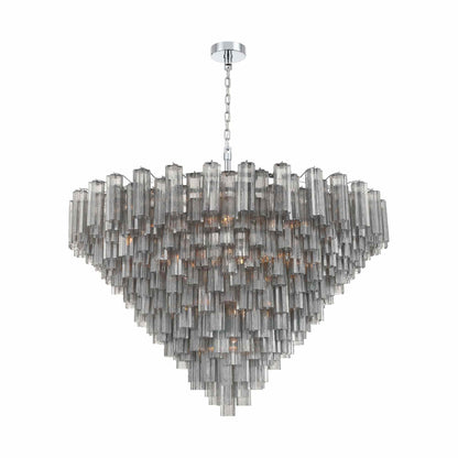 Addis Geometric Chandelier in Polished Chrome/Smoke (62-Inch).