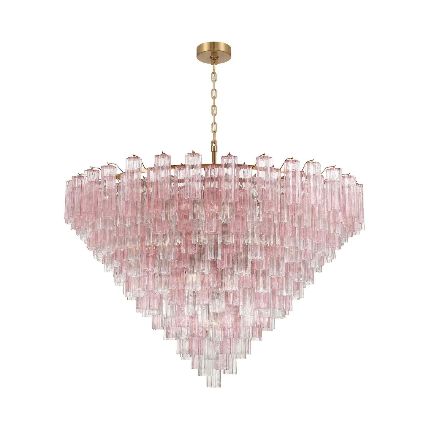 Addis Geometric Chandelier in Aged Brass/Spring (62-Inch).