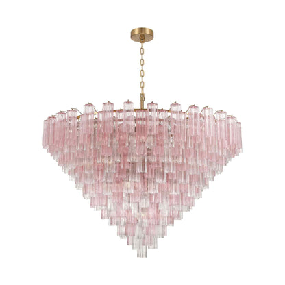 Addis Geometric Chandelier in Aged Brass/Spring (62-Inch).